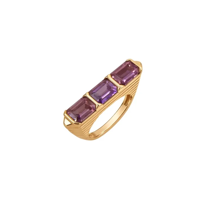 Pink Sapphire Triple-Row Ring in 18K Rose Gold
