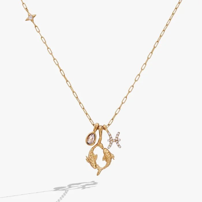 Pisces Zodiac Charm Cluster Necklace