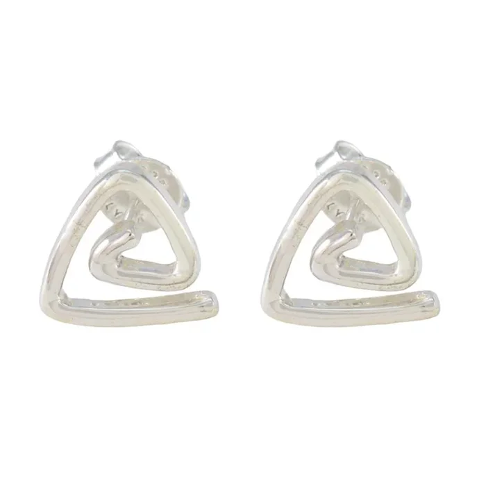 Plain French Lorena plain Stud Gray 92.5 Silver Earring