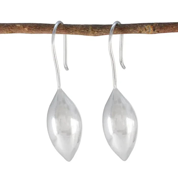 Plain Italian Noelia plain Dangle Gray 92.5 Silver Earring