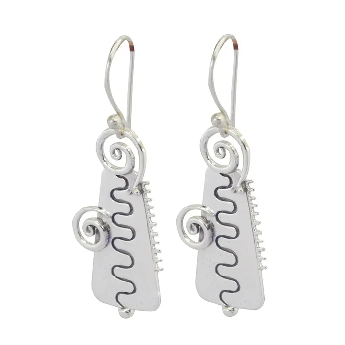 Plain Korean Florencia plain Dangle Gray 925 Silver Earring