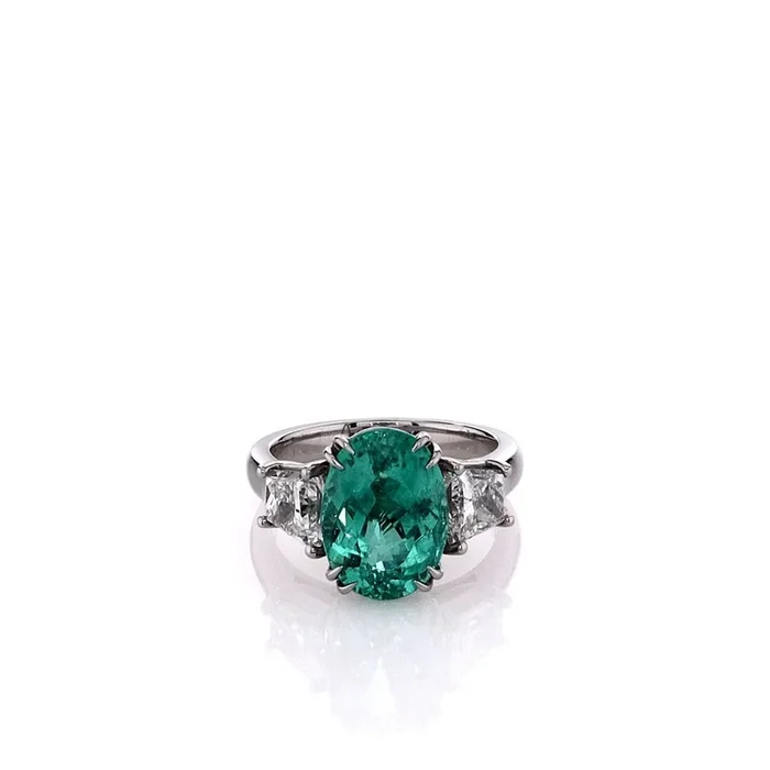 Platinum Paraiba Tourmaline and Diamond Ring (with C. Dunaigre Certificate)