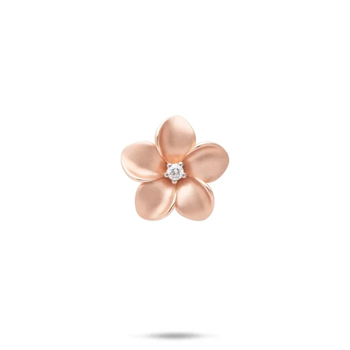 Plumeria Pendant in Rose Gold with Diamond – 16mm