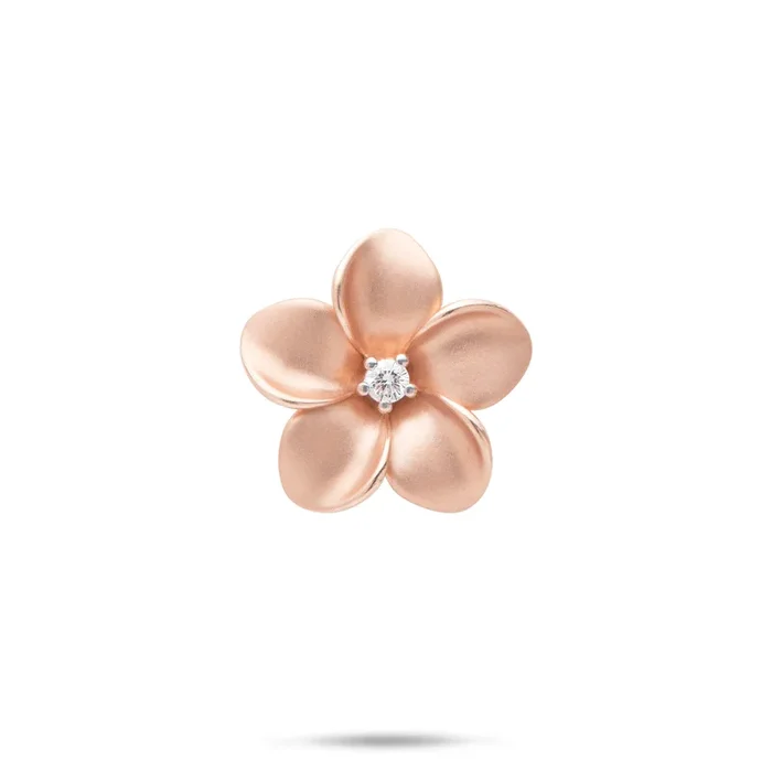 Plumeria Pendant in Rose Gold with Diamond – 20mm