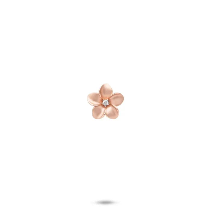 Plumeria Pendant in Rose Gold with Diamond – 9mm