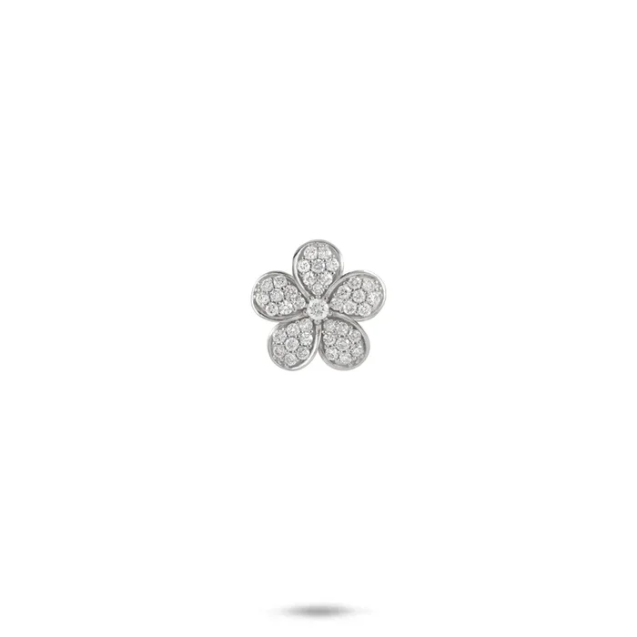 Plumeria Pendant in White Gold with Diamonds – 11mm