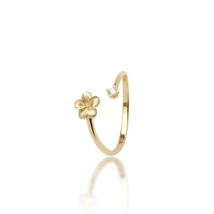 Plumeria Ring in Gold with Diamond – 6mm