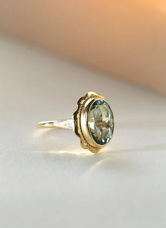 Poppy green amethyst ring 14k gold