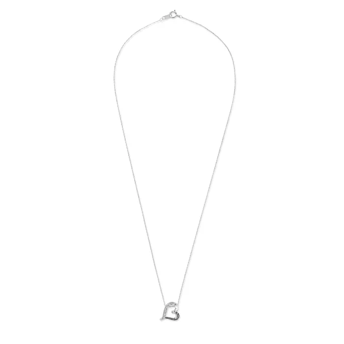 Pre-Owned Kay 1/15ct tw Diamond Heart Pendant Necklace in 10k White Gold