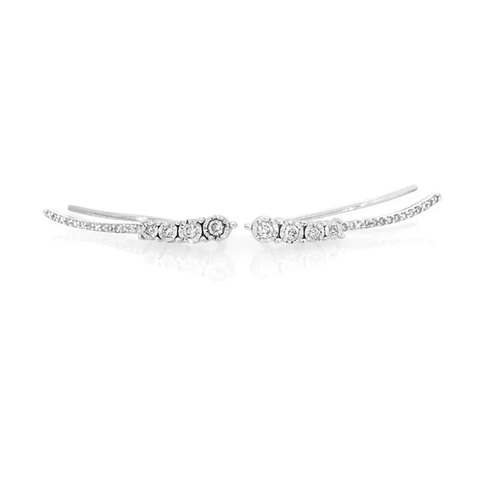Pre-Owned Kay 1/4ct tw Diamond Climber Earrings in Sterling Silver