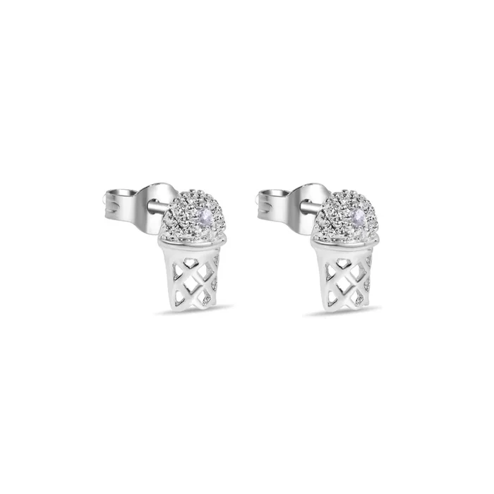 Precio final – Pendientes pequeños de plata de ley 925 rodiada con aro de baloncesto y circonitas CLR – STEM134-CLR
