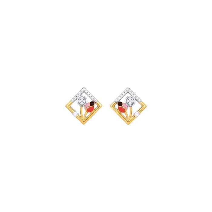Precious Minakari Earrings With CZ in 22K Gold