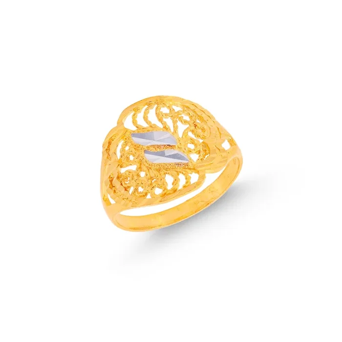Precious Two tone Ring in 22K Gold