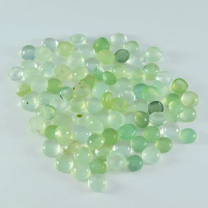 Prehnite 10PC Tiny 4×4 MM Round Cabochon Green Splendid semi Precious Gems