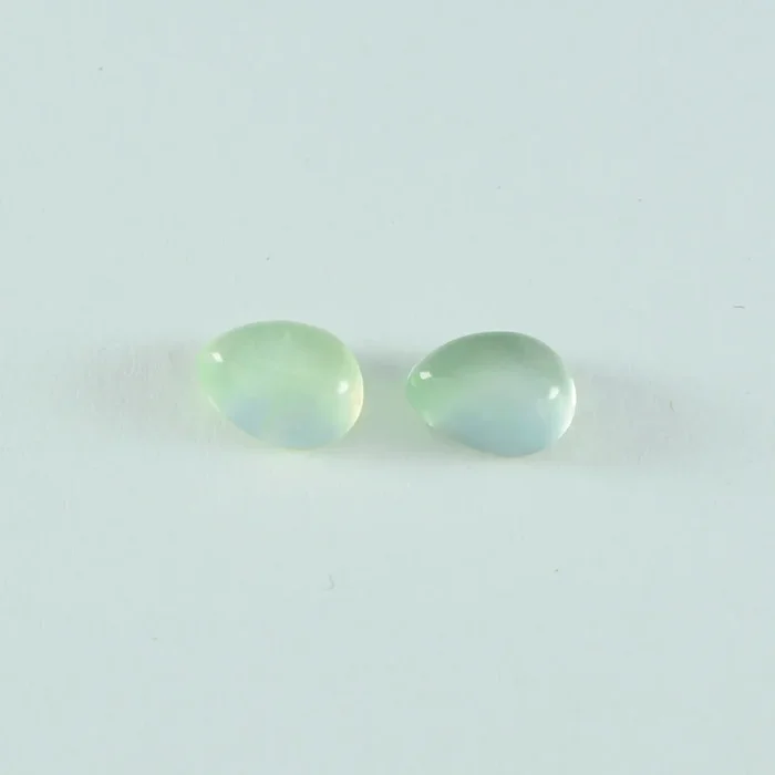 Prehnite 1PC Medium 7×10 MM Pear Cabochon Green Sparkling semi Precious Loose Gemstone