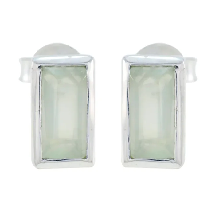 Prehnite Mexican Harper Solitaire Stud Green 925 Silver Earring