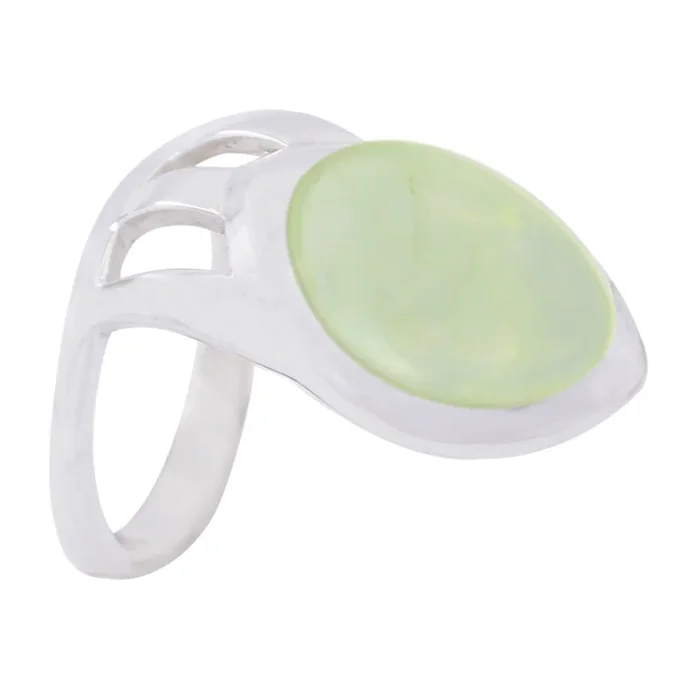 Prehnite Solitaire Russian 925 Silver Green Gems Essential Signet Ring Jewelry