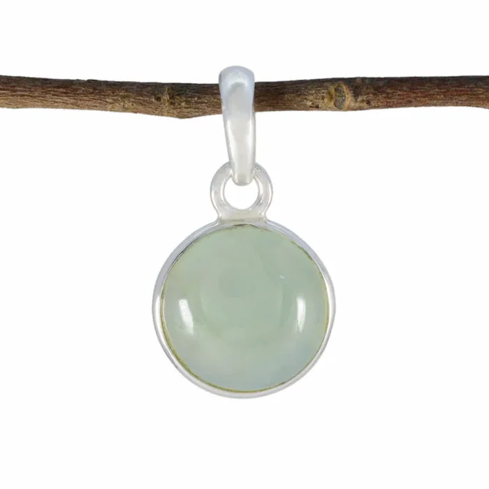 Prehnite Whisper-thin Russian Sterling Silver Solitaire Aisha Cocktail Green Pendant Jewellery