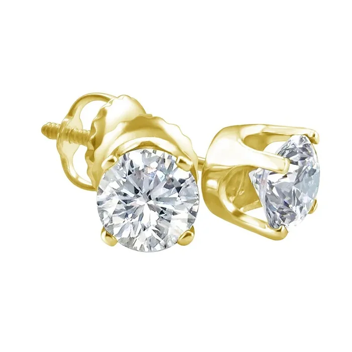 Premiere 1/3 CTW Natural Diamond Solitaire Stud Earrings in 14KT Yellow Gold