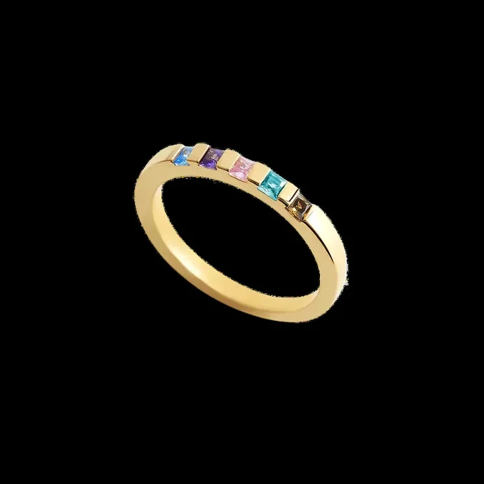 Princess-Cut Birthstone Band Ring