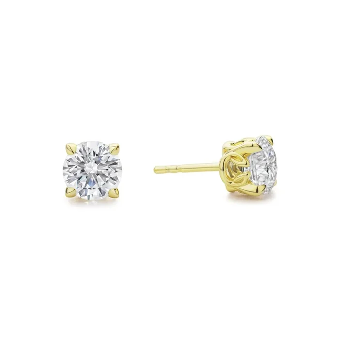 Promise Solitaire Stud 7mm – 18K Gold Vermeil + CZ Blanc