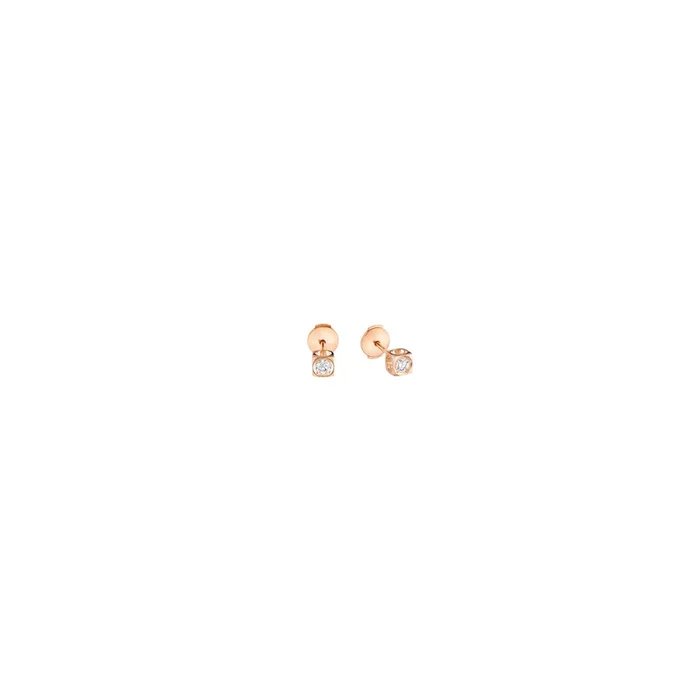 Puces d’oreilles dinh van Le Cube Diamant moyen modèle or rose et diamants