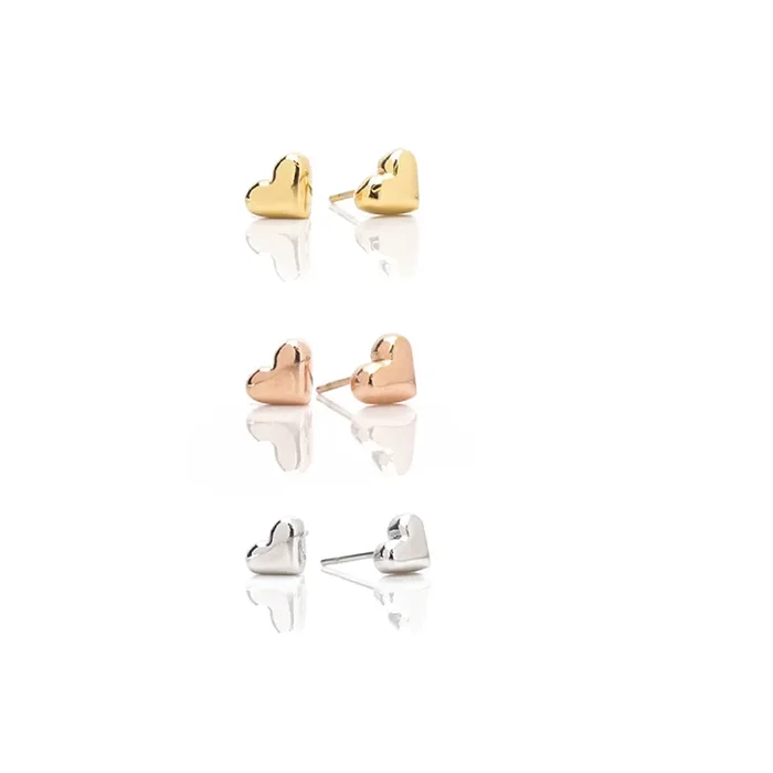 Puffy Heart Stud Earrings – Combo of 3