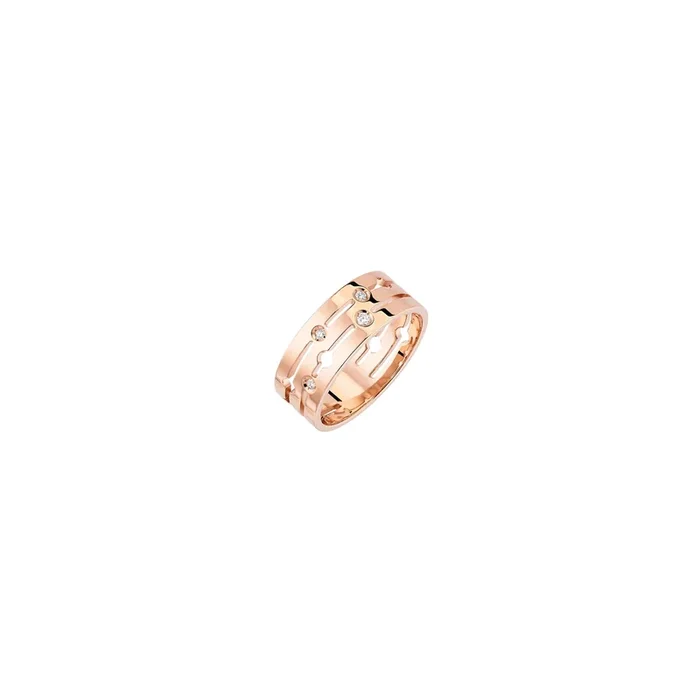 Pulse dinh van medium ring in rose gold and diamond – Lepage