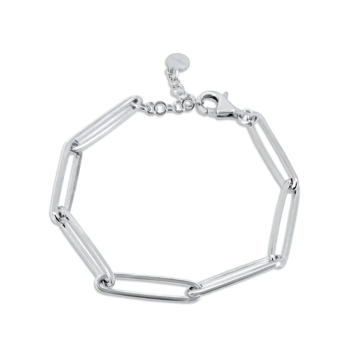 Pulsera ajustable con clip de 5,5 mm y baño de rodio en plata de ley 925 – ITB00337-RH