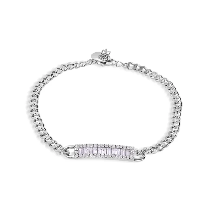 Pulsera ajustable de plata de ley 925 rodiada con circonitas cúbicas transparentes de 3,5 mm – GMB00142