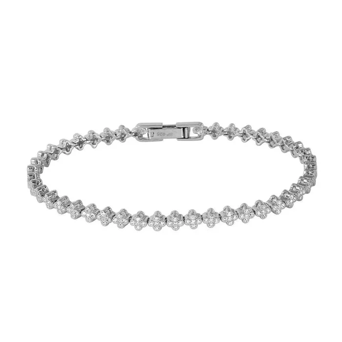 Pulsera con cruz de circonitas micropavé pequeña chapada en rodio en plata 925 – GMB00018RH