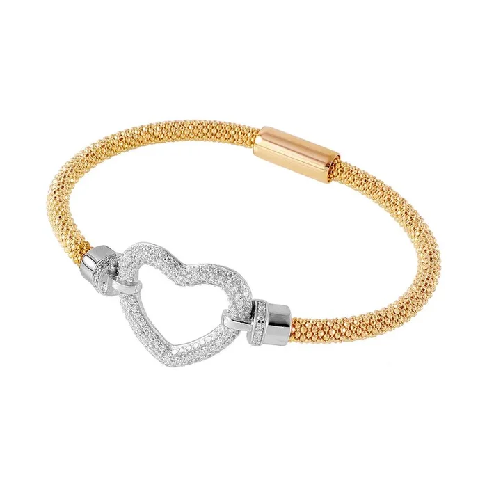 Pulsera Corazón Abierto Plata 925 Chapada Oro – ITB00181GP-RH