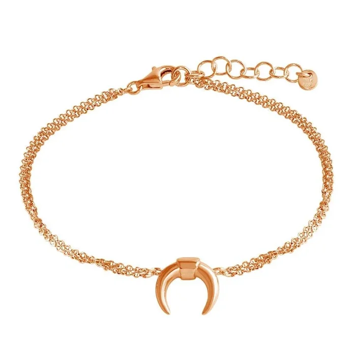 Pulsera de cadena de media luna de plata de ley 925 bañada en oro rosa – ARB00051RGP