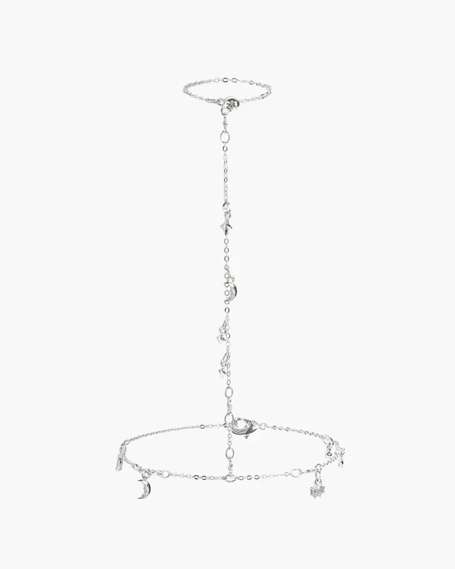 Pulsera de cadena para mano Lyra en plata