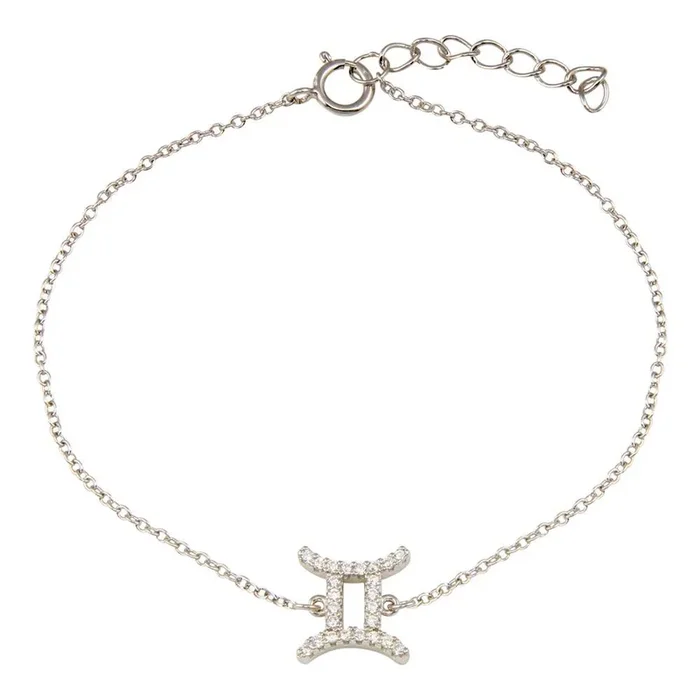 Pulsera de eslabones ajustables con circonitas cúbicas y gemas en plata de ley 925 rodiada – BGB00373