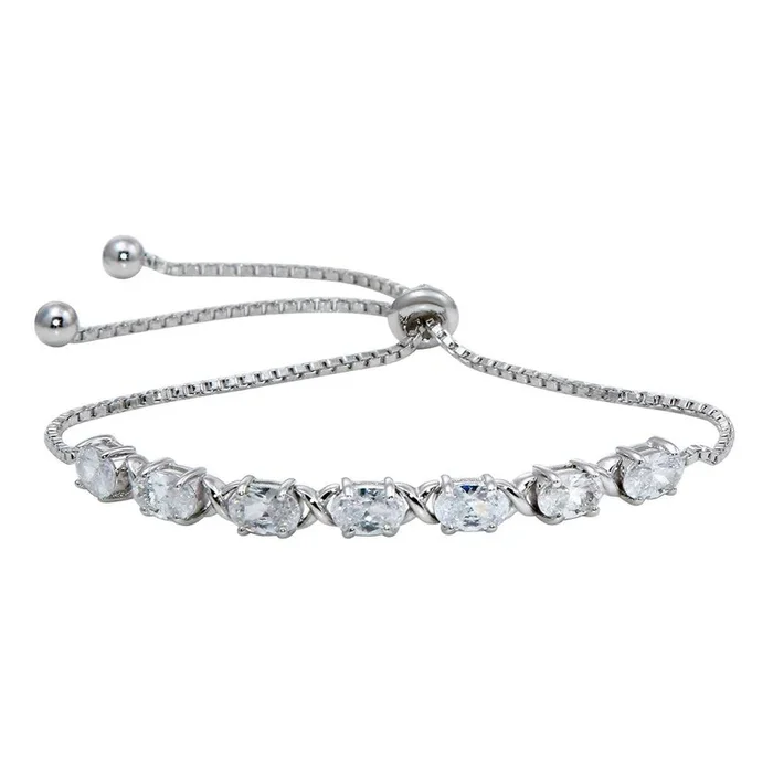Pulsera de lazo con circonitas cúbicas en plata de ley 925 rodiada – STB00555