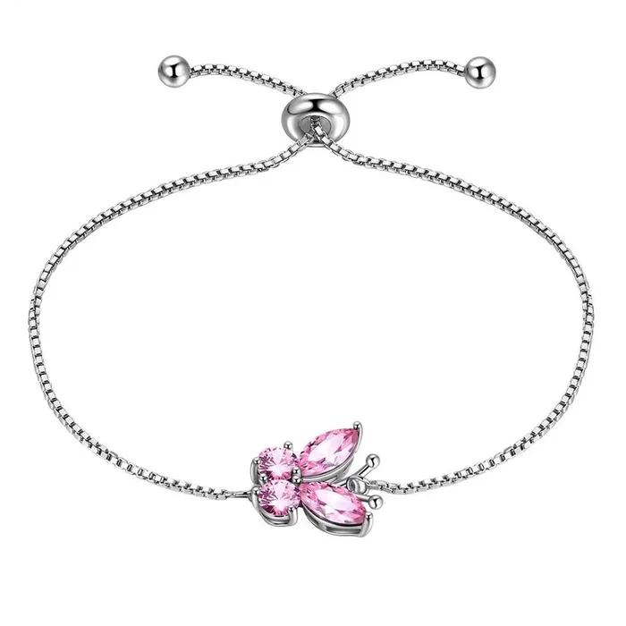 Pulsera de mariposa con piedra natal de octubre, turmalina, joyería para mujeres y niñas, regalo de cumpleaños