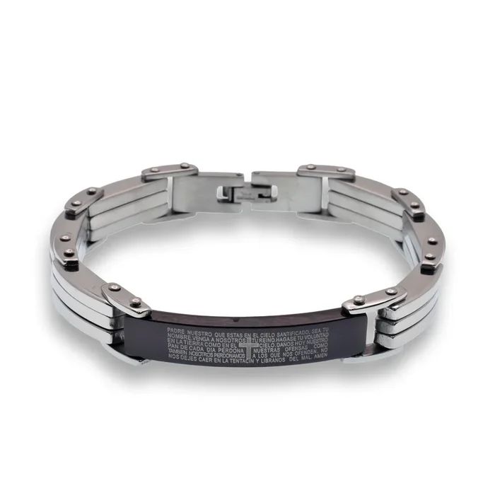 Pulsera de oración de acero inoxidable rodiado con múltiples eslabones – SSB00237