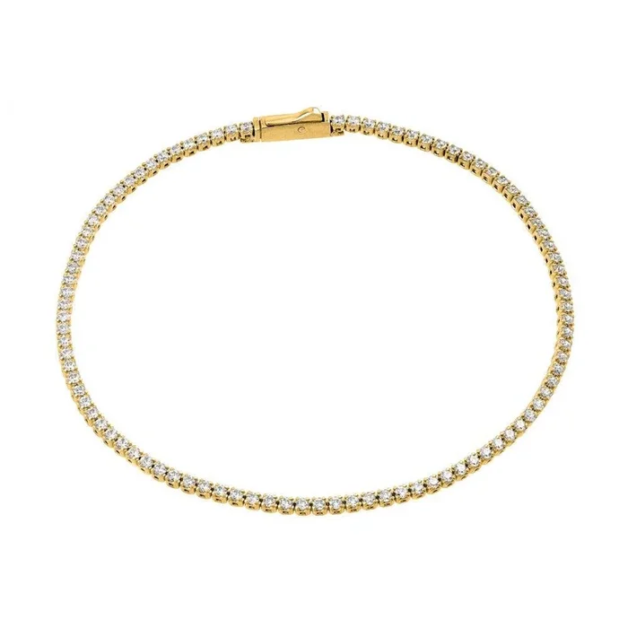 Pulsera de plata 925 chapada en oro con múltiples círculos de 1,7 mm y circonitas transparentes de tenis – GMB00009GP