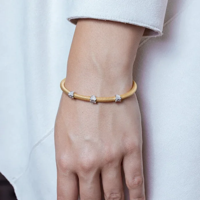 Pulsera de plata 925 chapada en oro con tres circonitas transparentes – ECB00023YW