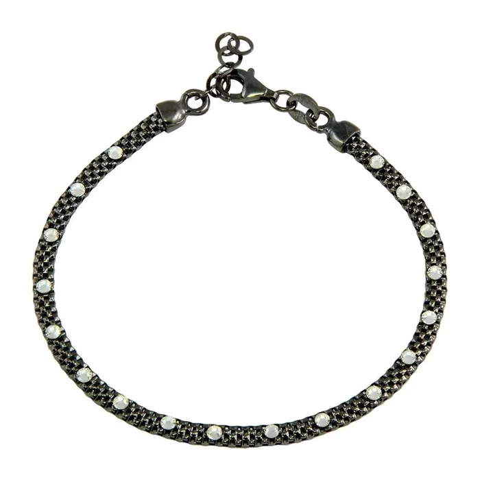 Pulsera de plata de ley 925 con baño de rodio negro y circonitas blancas – ECB00018BRH