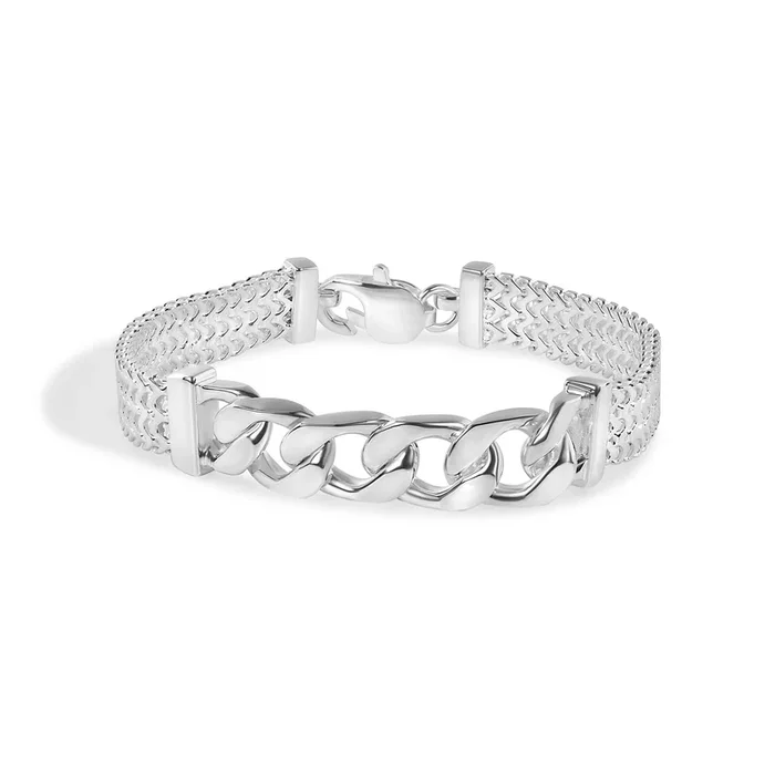 Pulsera de plata de ley 925 con centro en zigzag de 9,1 mm – CDIB00002