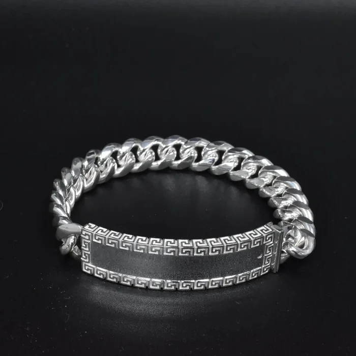 Pulsera de plata de ley 925 con clave griega de 10,5 mm – CDIB00024