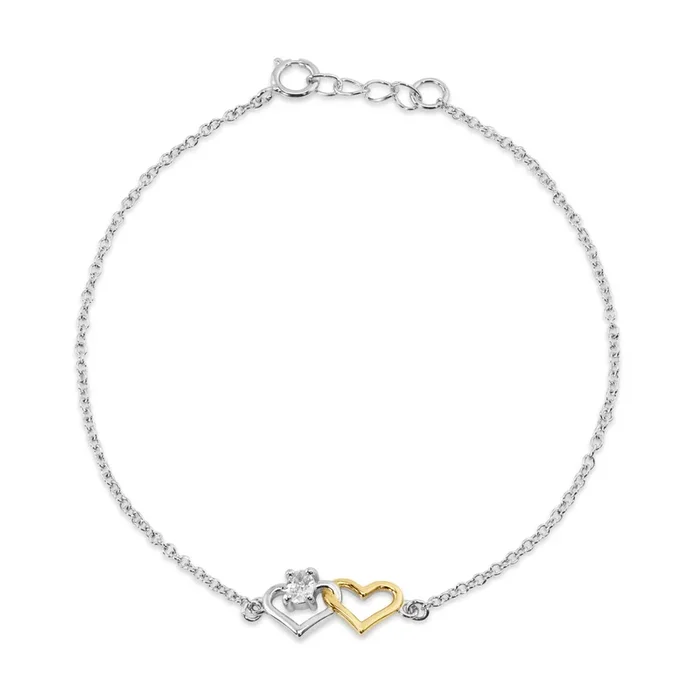 Pulsera de plata de ley 925 rodiada y bañada en oro con circonitas cúbicas transparentes – BGB00386