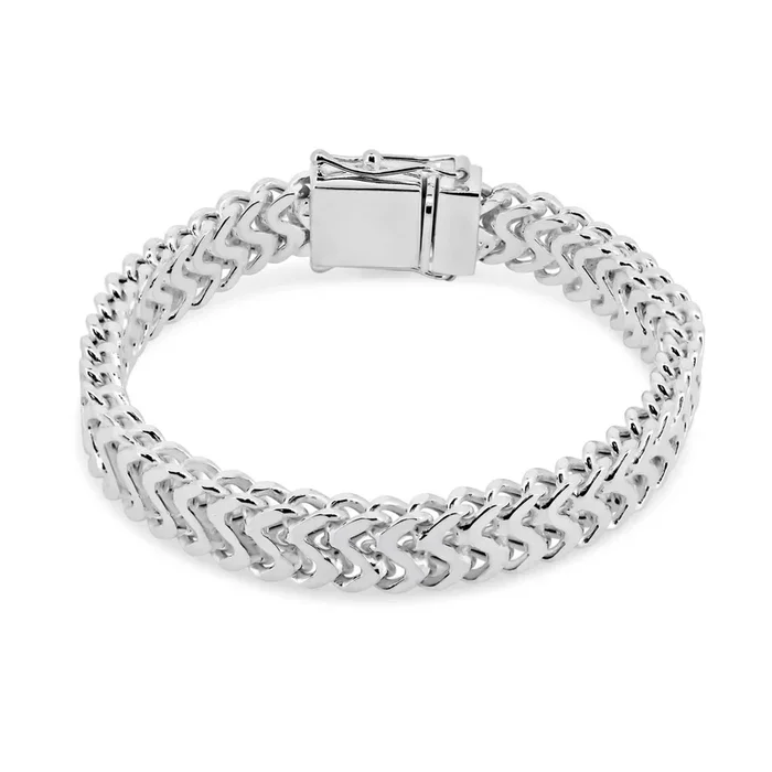 Pulsera de plata de ley con lados planos en zigzag alto, 10 mm – CHHB002