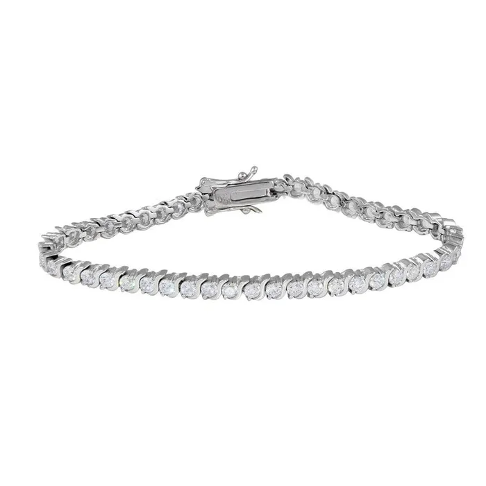 Pulsera de tenis con circonita transparente chapada en rodio de plata 925 – STB00078