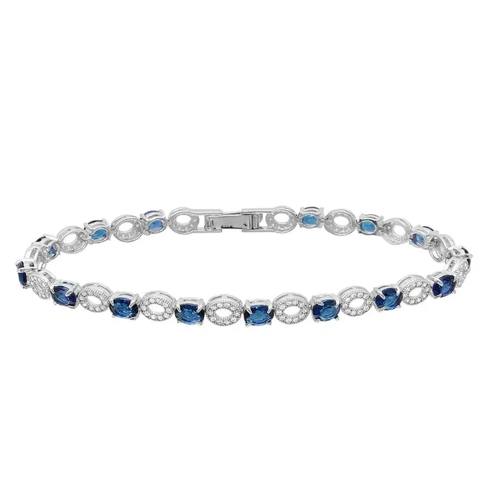 Pulsera de tenis con circonitas azules en plata de ley 925 rodiada – GMB00024-APP