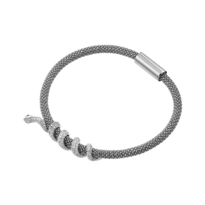 Pulsera envolvente de serpiente plateada en rodio de plata 925 – ITB00185RH
