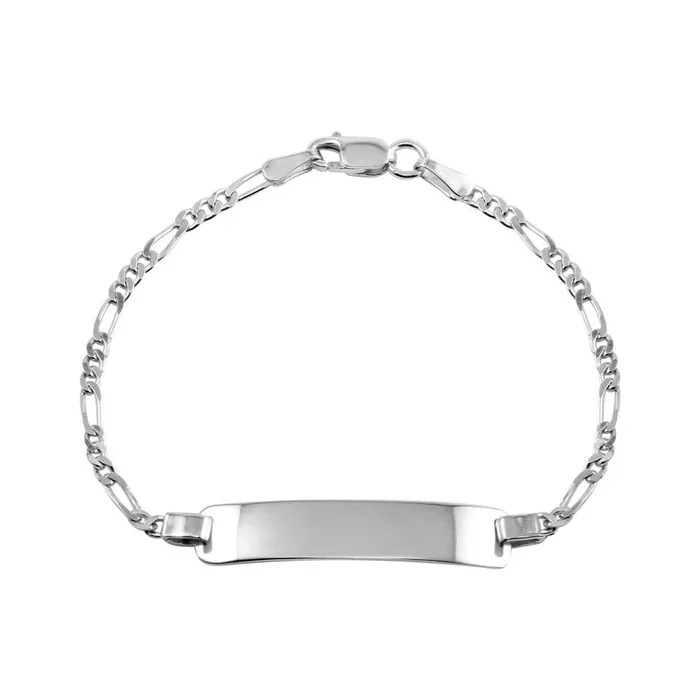 Pulsera Figaro Baby ID de plata de ley 925 rodiada – DIB00031RH