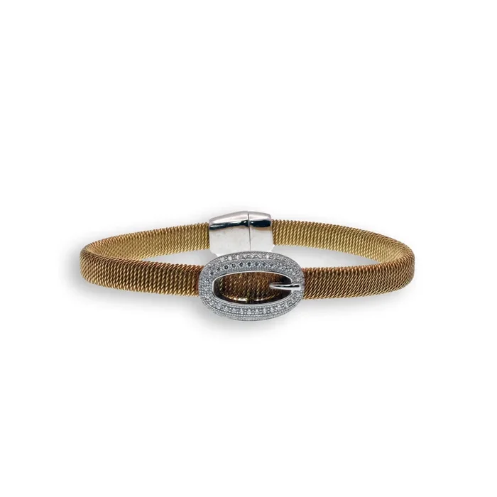 Pulsera italiana con hebilla de circonita cúbica (liquidación) – ITB00013